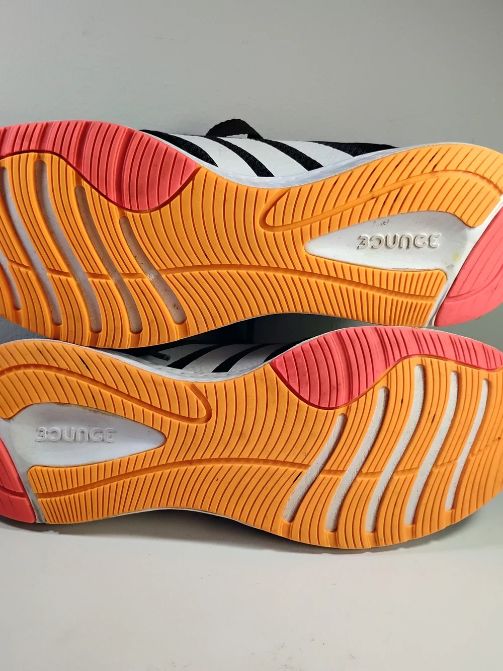 adidas Edge Lux 5 Women Navy Knit Running Sneakers with Neon Orange Accents